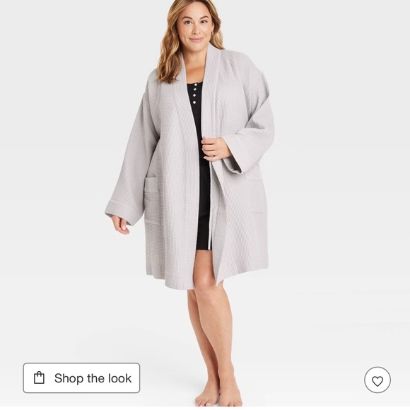 Auden Light Grey Waffle Robe NWOT - Picture 3 of 9